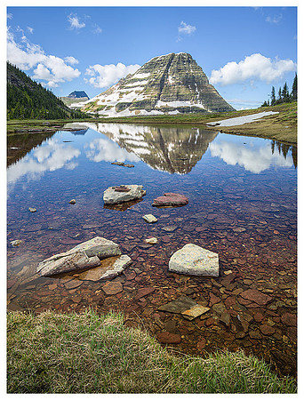 Bear Hat Mountain Reflection, Summer, Glacier NP, Montana
