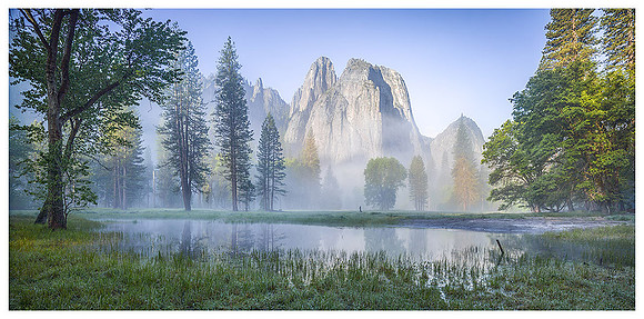 Foggy Morning Cathedral Spires, Spring, Yosemite NP, California