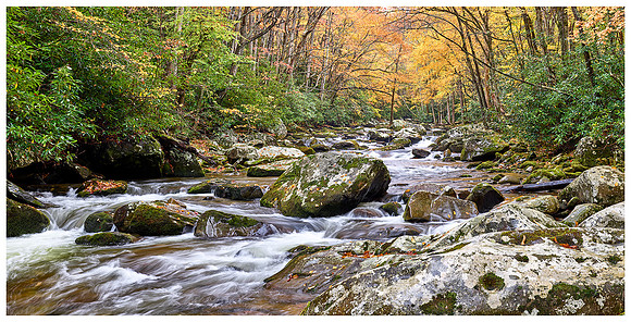Little River Panorama, Autumn, Great Smoky Mountains NP, Tennessee