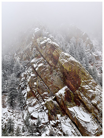 Sandstone in Fog, Winter, Eldorado Canyon, Colorado