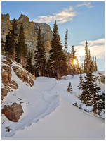 Snow Drift and Rising Sun, Winter, Rocky Mountain NP, Colorado